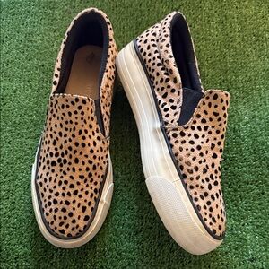 Restricted Tan and Black Leopard Print Slip-On on Loafer Womens 8